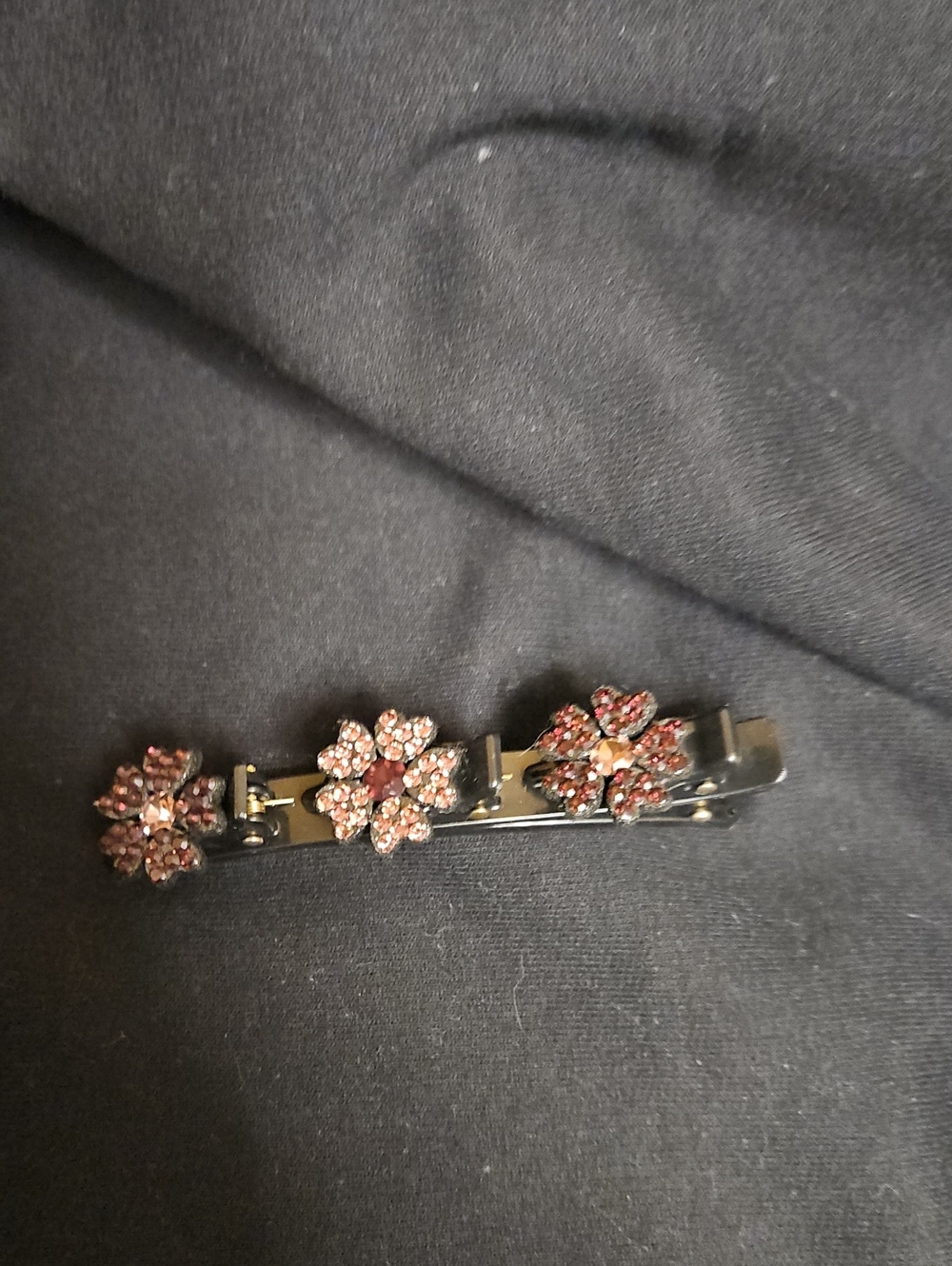 Crystal Floral Hair Barrette - Pink